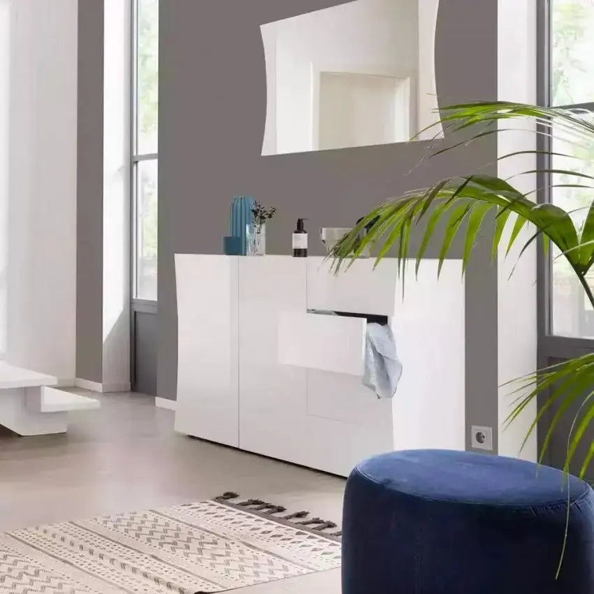 Mobile moderno multiuso con 2 ante e 4 cassetti: ARCO Mobili Italy Web forniture   