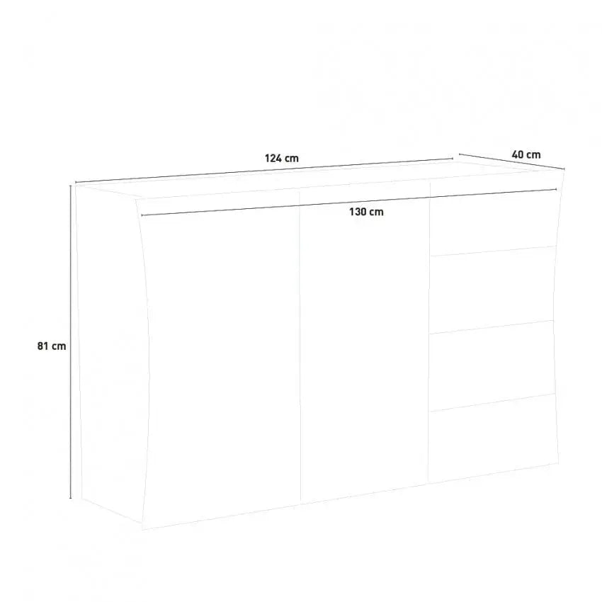 Mobile moderno multiuso con 2 ante e 4 cassetti: ARCO Mobili Italy Web forniture   