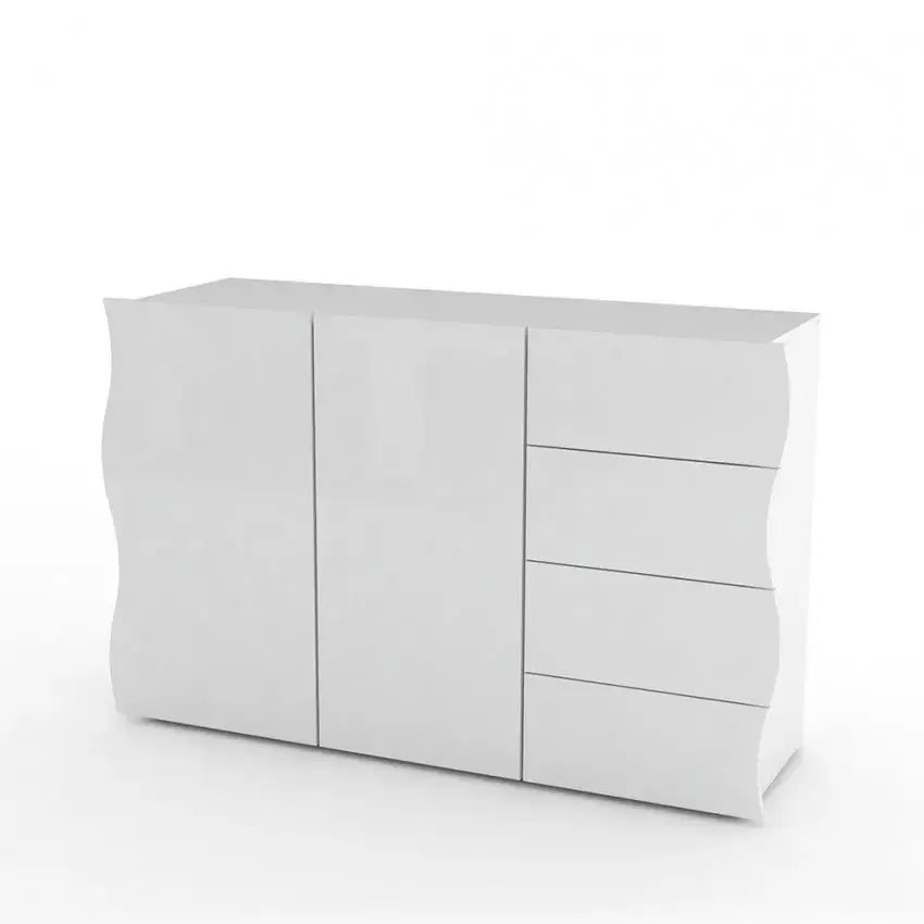 Mobile Moderno Multiuso 2 Anta 4 Cassetti Onda Bianco Lucido Mobili Italy Web forniture   
