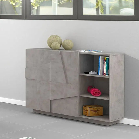 Mobile Multiuso con 2 Ante Battenti e 3 Vani Giorno in Cemento PING Moderna Mobili Italy Web forniture   