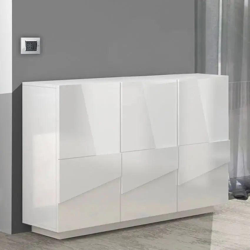 Mobile Multiuso PING con 3 Ante Battente in Bianco Lucido Mobili Italy Web forniture   