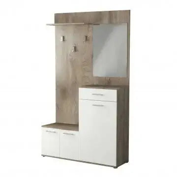 Mobile per Entrata Smeraldo Rovere Chiaro e Bianco, cm 115x35x197 Cassapanche e panche per ingressi Hobby Shop Solution   