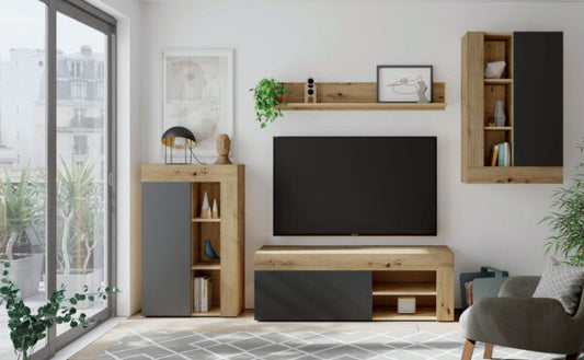 Mobile Soggiorno Leo in Rovere Nodi/Bianco Artik 260x41x103h Mobili TV FORES   