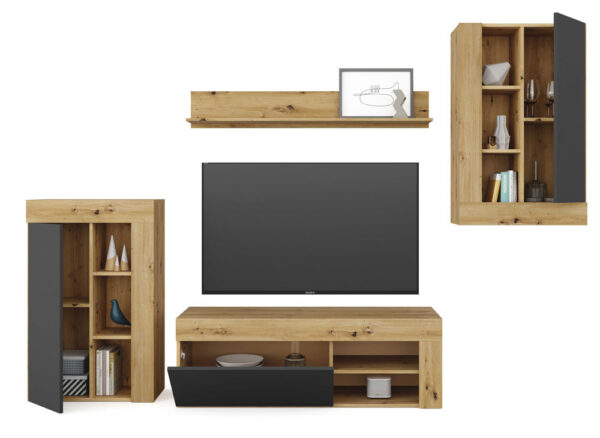 Mobile Soggiorno Leo in Rovere Nodi/Bianco Artik 260x41x103h Mobili TV FORES   