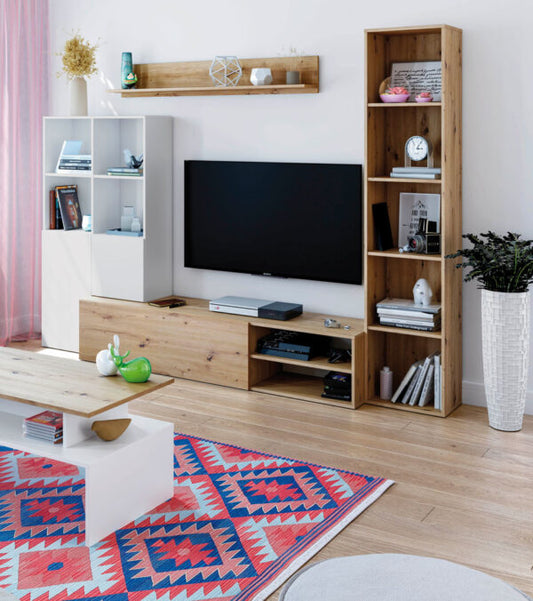 Mobile soggiorno Lyra rovere nodi-bianco artik cm 241x41x180h  Hobby Shop Solution   