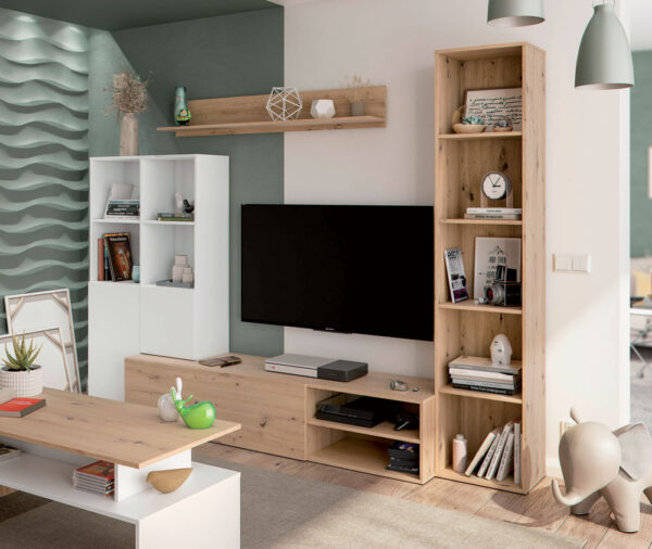 Mobile soggiorno Lyra rovere nodi-bianco artik cm 241x41x180h  Hobby Shop Solution   