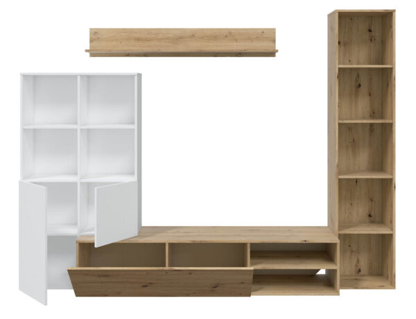 Mobile soggiorno Lyra rovere nodi-bianco artik cm 241x41x180h  Hobby Shop Solution   