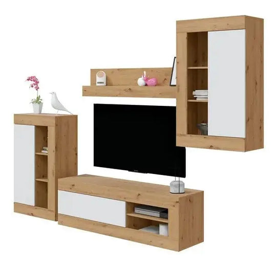 Mobile soggiorno TV modulare Rovere Nodi-Bianco Artik Mobili TV Hobby Shop Solution   