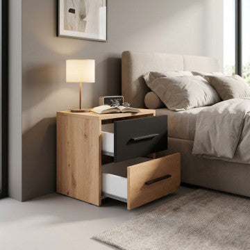 Comodino Varadero in truciolare bilaminato rovere chiaro 42x33,2x42,1 cm