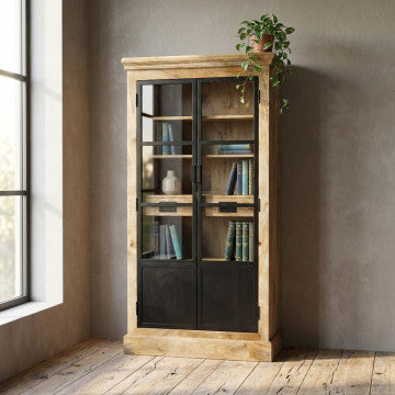 Mobile Chester in mango con 2 ripiani e 6 cassetti 90x45x180 cm