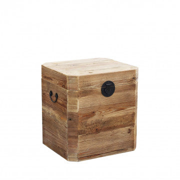 Baule in legno di pino riciclato, 52x48x55 cm, colore marrone