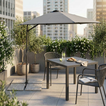 Ombrellone quadrato 2,5 x 2,5 m poliestere grigio 180 gr con mantovana