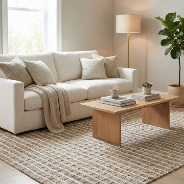 Tappeto lana e juta marrone chiaro 160x230 cm spessore 1 cm
