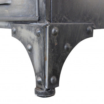 Mobile in ferro e legno con 2 ante e 6 cassetti, 124,5 x 40,5 x 83 cm