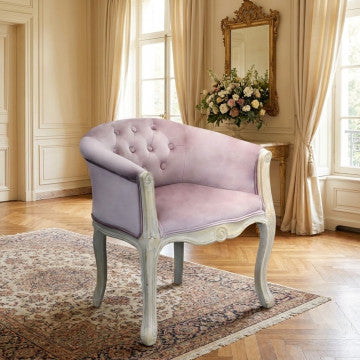 Poltrona struttura legno rivestimento velluto rosa 61x61x71 cm