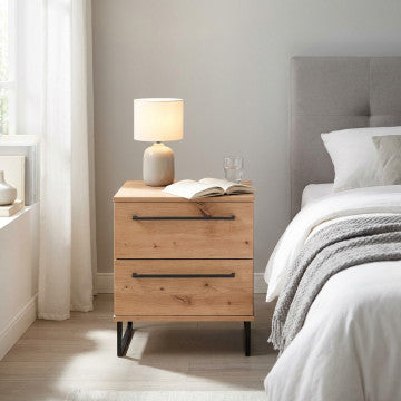 Comodino rovere artigiano 45,5x35x54 cm in truciolare bilaminato