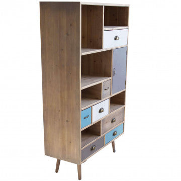 Mobiletto Perth struttura MDF gambe pino 80x36,5x139 cm 6 ripiani