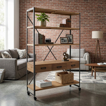 Mobile in metallo e legno, dimensioni 114,3 x 46,5 x 136 cm h
