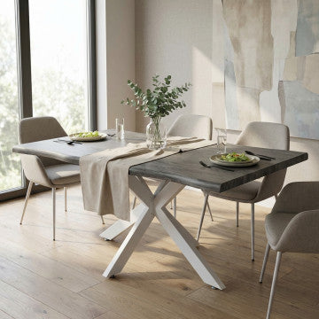 Tavolo piano MDF effetto legno struttura metallo 160x90x75 cm