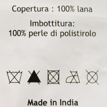 Pouf quadrato in lana avorio 40x40x40 cm con decoro