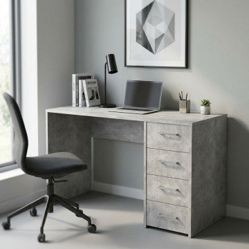 Porta PC in truciolare bilaminato grigio effetto cemento 120x50x74 cm