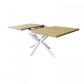 Tavolo allungabile piano melamina struttura metallo bianca 160-200x90 cm