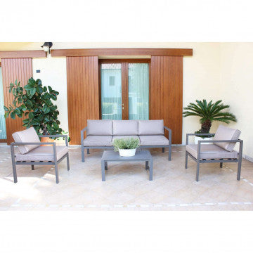 Salotto 3 posti struttura alluminio bianco tortora taupe antracite