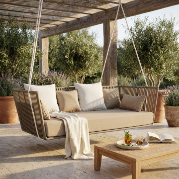 Divano altalena struttura alluminio verniciato rivestimento corda PVC