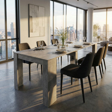 Tavolo consolle melaminico grigio effetto cemento 90x50x75 cm