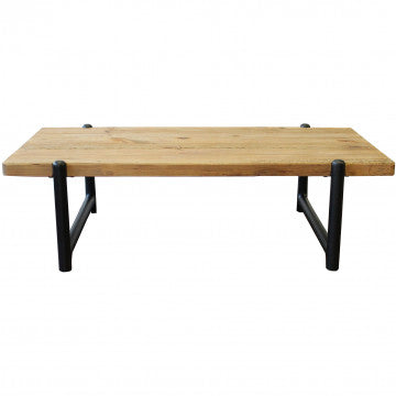 Tavolino in legno di pino riciclato 135x74,5x40 cm marrone