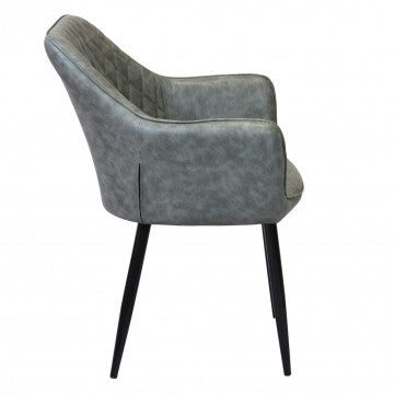 Poltrona struttura metallo seduta schienale ecopelle grigia 56x60x87cm