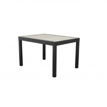 Tavolo allungabile piano vetro effetto legno base alluminio 120-240x90 cm