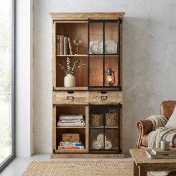 Mobile in legno di mango con 2 ante e 5 cassetti 110x40x200 cm