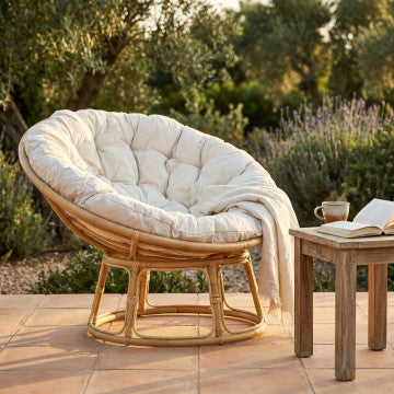 Poltrona in fibra naturale di bamboo con cuscini, dimensioni 20x20x20 cm