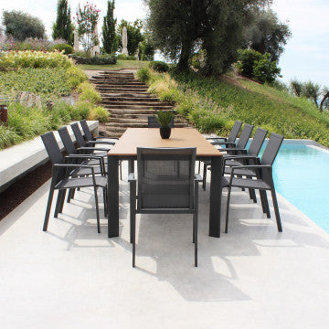 Tavolo allungabile 210/275x100 cm piano teak struttura alluminio