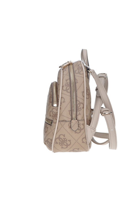 Zaino Guess Manhattan In Ecopelle Oro Pallido Con Chiusura A Incastro E Logo Metallico 24x27x13 Cm