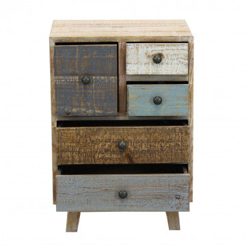 Mobile con 5 cassetti in legno colorato, dimensioni 45x35x64 cm