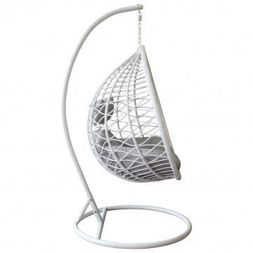 Dondolo con struttura metallo tortora e seduta wicker grigio, bianco o naturale