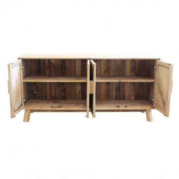 Credenza quattro ante legno pino riciclato 180x48x85 cm marrone