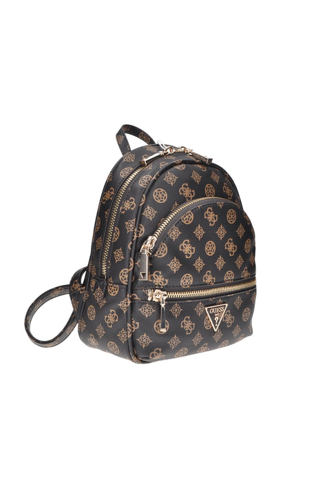 Zaino GUESS Manhattan Ecopelle Con Metalleria Dorata E Logo Frontale 36x27x13 Cm Due Manici 45 Cm