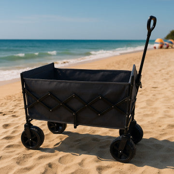 Carrello grigio scuro in metallo e poliestere, capacità 200 litri
