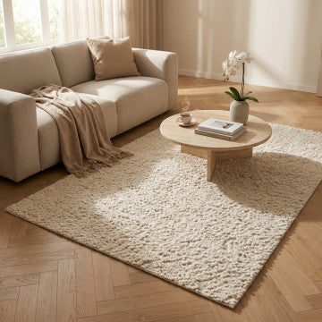 Tappeto in lana e juta avorio 120x180 cm spessore 1 cm