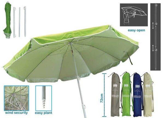 Ombrellone Mare Easy Open Ø200 cm - Compatto, Antivento e Sacca Inclusa