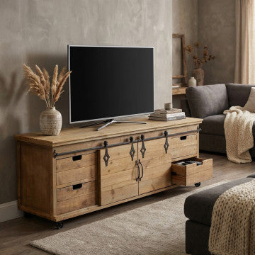 Mobile Clement in metallo e legno, cm 151x45x52h, colore marrone