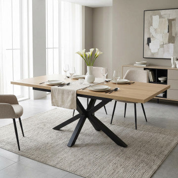Tavolo allungabile con piano melamina e struttura metallo 160/200x90