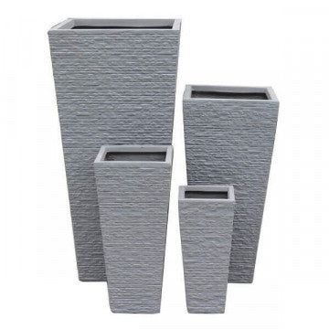 Set 4 vasi in fibra sintetica, dimensioni graduate, colore grigio