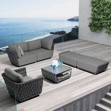 Poltrona centrale struttura alluminio antracite rivestimento corda PVC
