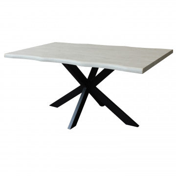 Tavolo rettangolare piano melaminico effetto pietra grigia struttura metallo 160x90
