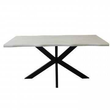 Tavolo rettangolare piano melaminico effetto pietra grigia struttura metallo 160x90