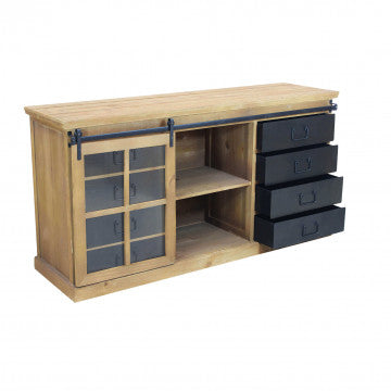 Mobile in legno e acciaio con dimensioni 147x42,3x75 cm, peso 35 kg